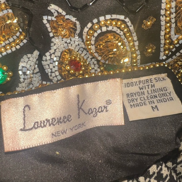 Lawrence Kazar Jacket Women’s Size Medium Black With Beading Long Sleeve Open Fr - Picture 5 of 5